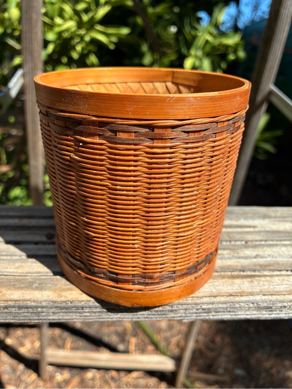 Woven Bamboo Accent Basket - Brown